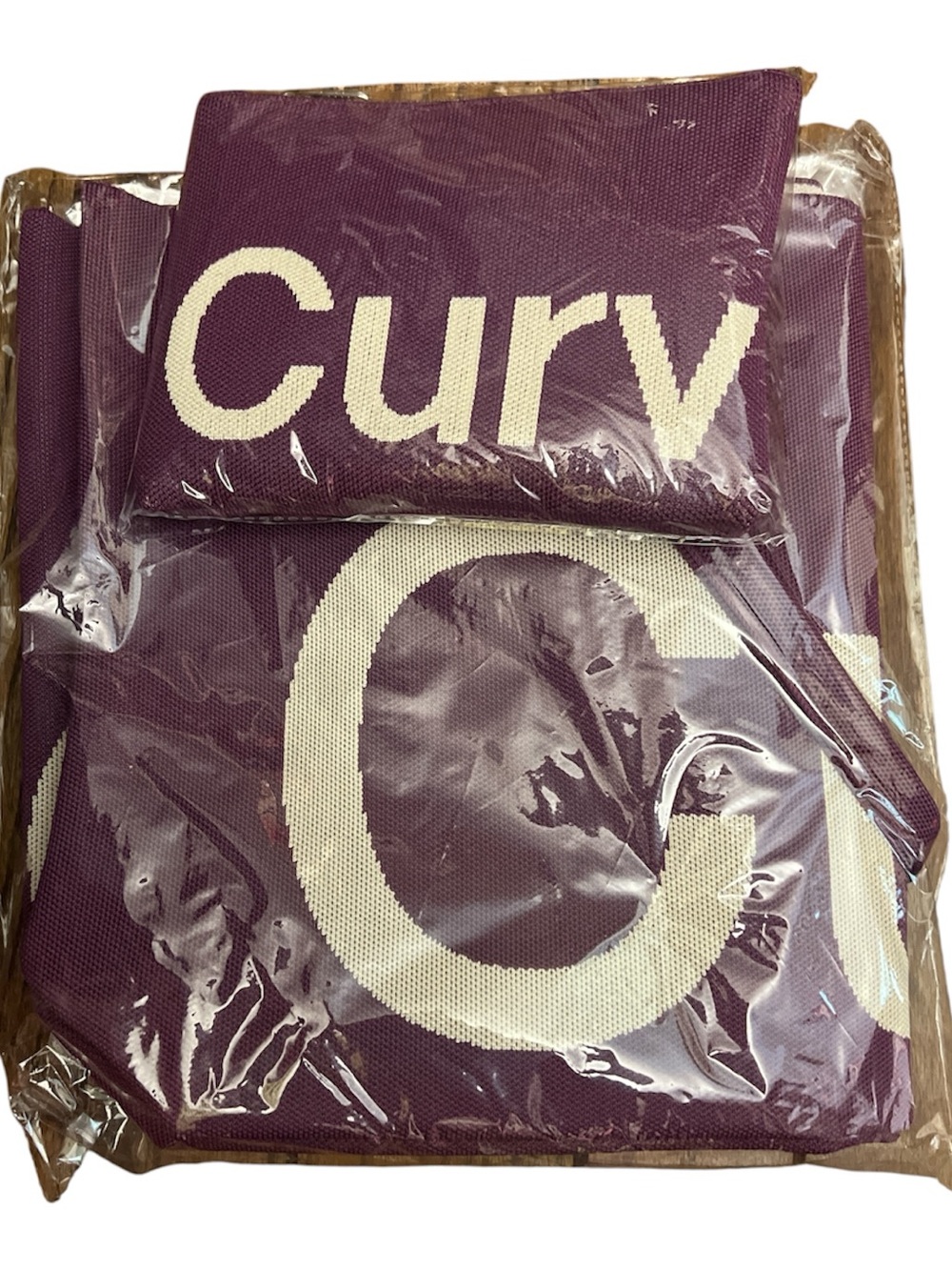 Curves Logo Tote Bag in Plum Canvas Everyday Carryall - Picture 2 of 3